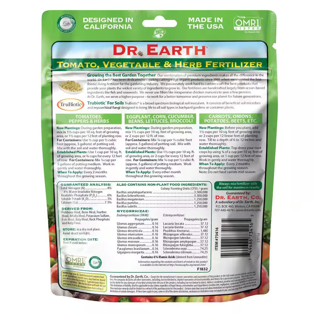 1 Lb. 15 Sq. Ft. Organic Home Grown Tomato Vegetable and Herb Dry Fertilizer