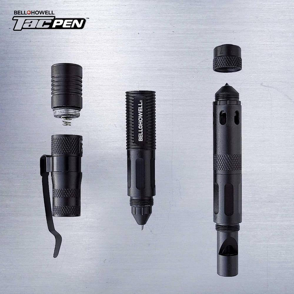 Tac Pen, 2-PACK, 9 in 1 Aluminum 30 Lumens Tactical Pen and Flashlight