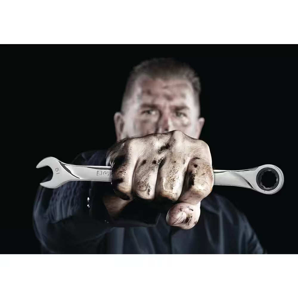 Metric 72-Tooth Combination Ratcheting Wrench Tool Set (16-Piece)