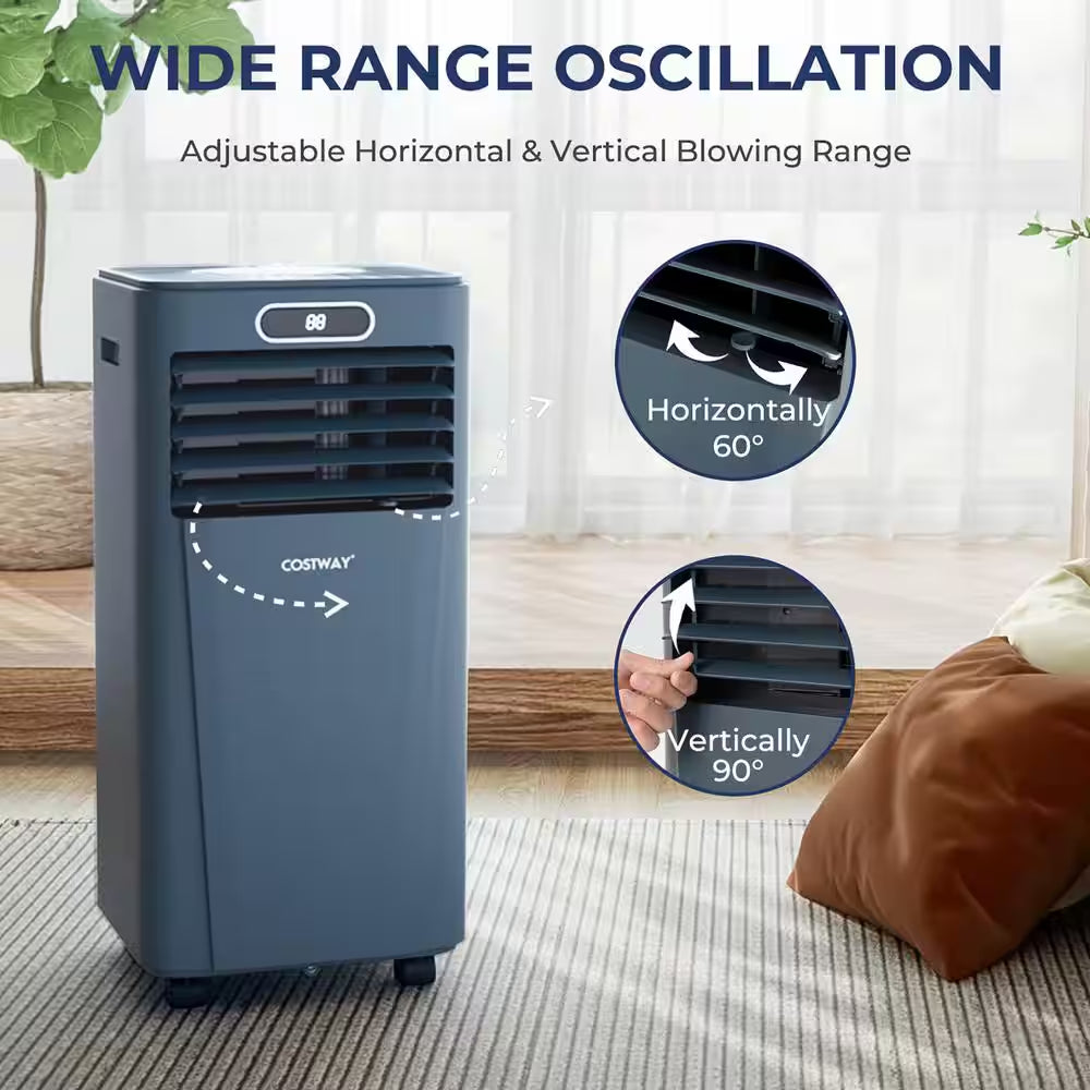 8000BTU (ASHRAE) 5000 BTU (DOE) Portable Air Conditioner Cools 220 Sq. Ft. with Remote Control in Blue