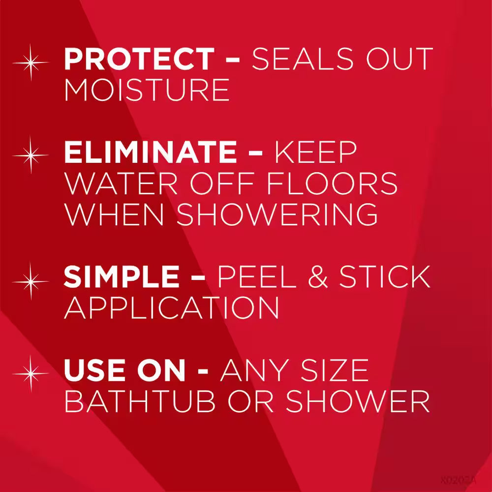 10.5 in X 28.55 in Large Adhesive Plastic Wall Splash Guard for Showers and Tubs