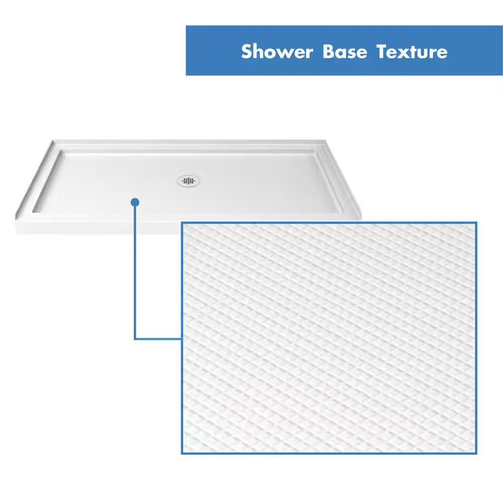 Slimline 48 In. X 36 In. Single Threshold Alcove Shower Pan Base in White with Center Drain