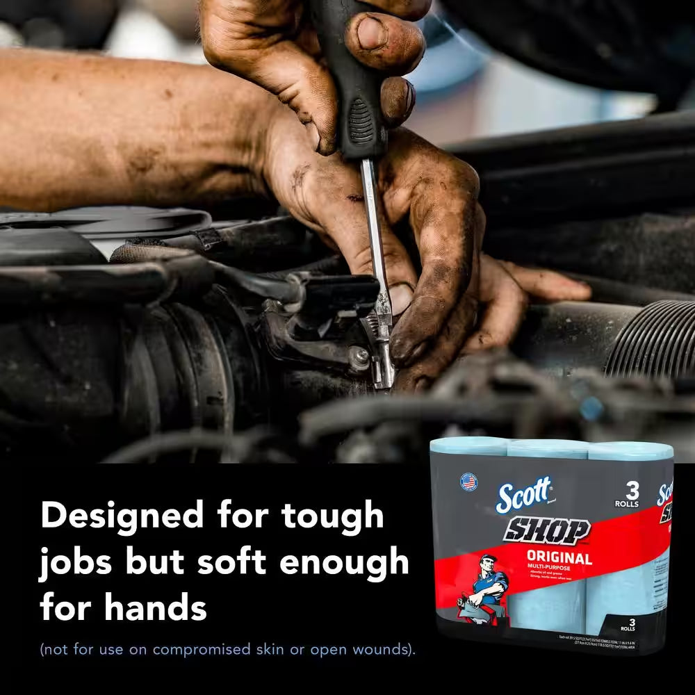 Blue 1-Ply 9X11 Shop Towel Cleaning Wipes (3-Pack Bundle of 10)