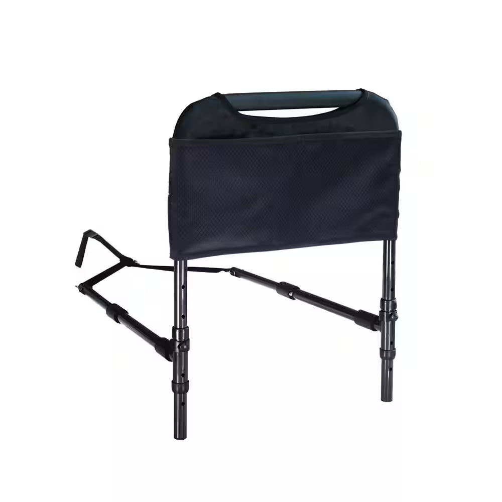 17 In. Bedside Safety Handle Bed Rail Assist with Padded Handle and Pouch in Brown