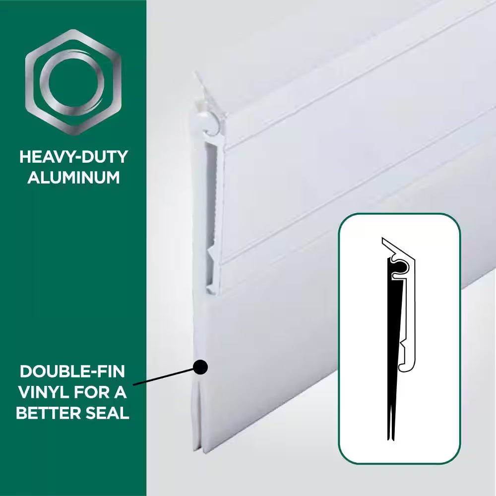Heavy Duty 2 In. X 3/4 In. Interior/Exterior White Aluminum and Vinyl Screw-On Door Sweep