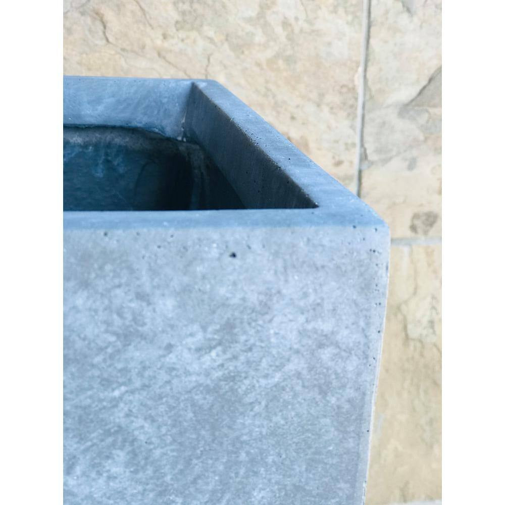 24 In. Tall Slate Gray Lightweight Concrete Rectangle Modern Outdoor Planter