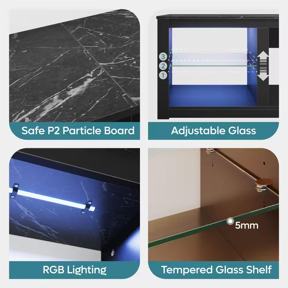 70.8 In. Black TV Stand with Fireplace Fits Tvs up to 75 In. LED Entertainment Center