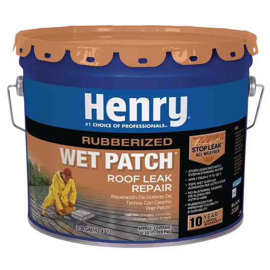 208R Rubberized Wet Patch Black Roof Leak Repair Sealant 3.3 Gal.