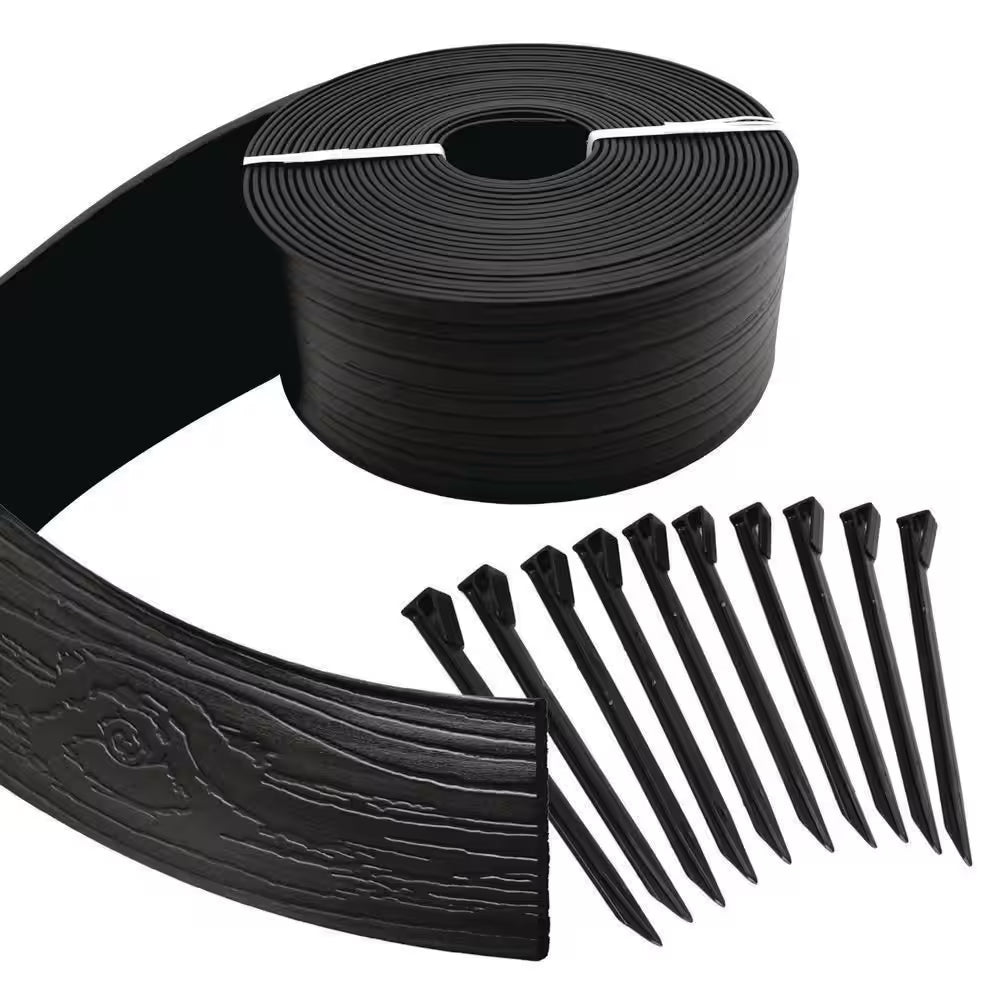 Terrace Board 5 In. X 40 Ft. Black Landscape Lawn Edging with Stakes