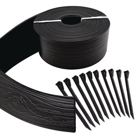 Terrace Board 5 In. X 40 Ft. Black Landscape Lawn Edging with Stakes