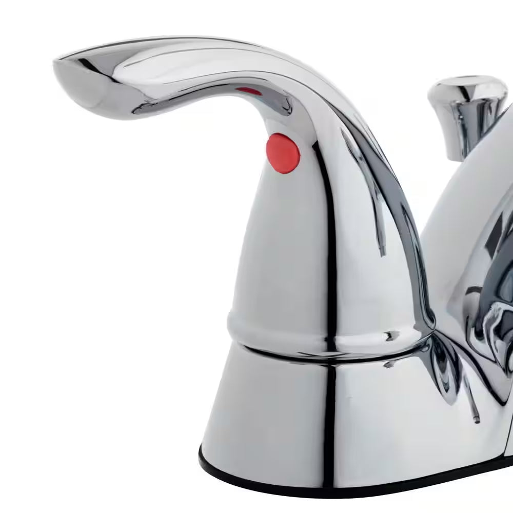 Builders 4 In. Centerset Double Handle Low-Arc Bathroom Faucet in Chrome