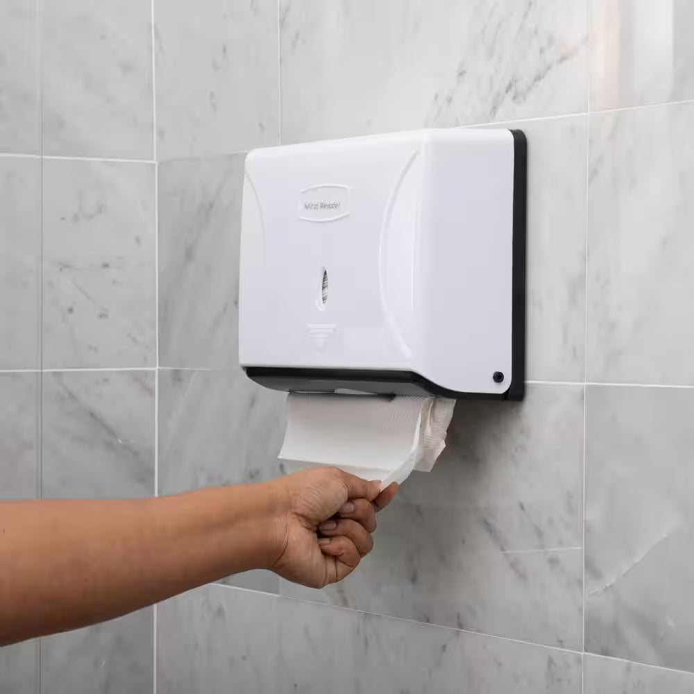 Wall Mount White Paper Towel Tri-Fold Towel Dispenser 10.25 In. L X 3.75 In. W X 8 In. H