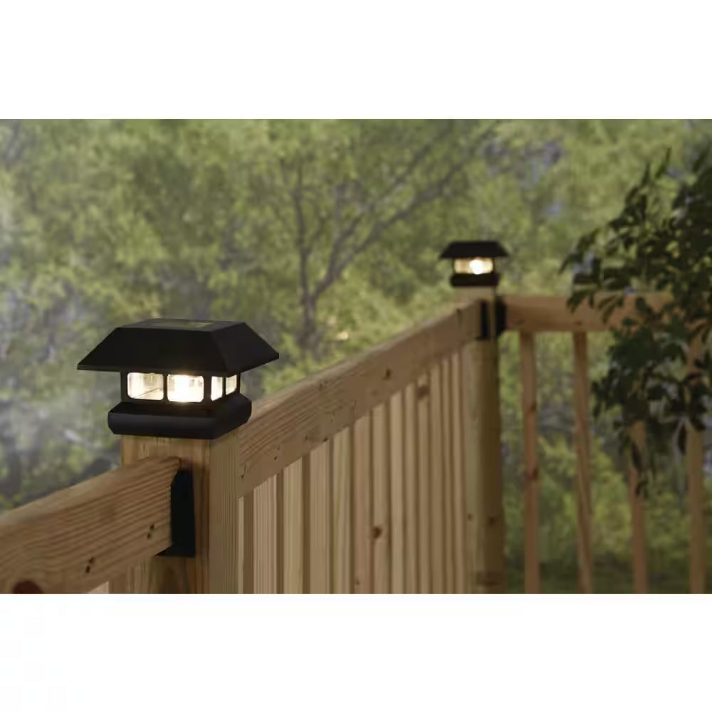4 In. X 4 In. (3.5 X 3.5 Post Size) 7 Lumens Black Plastic Solar Post Cap