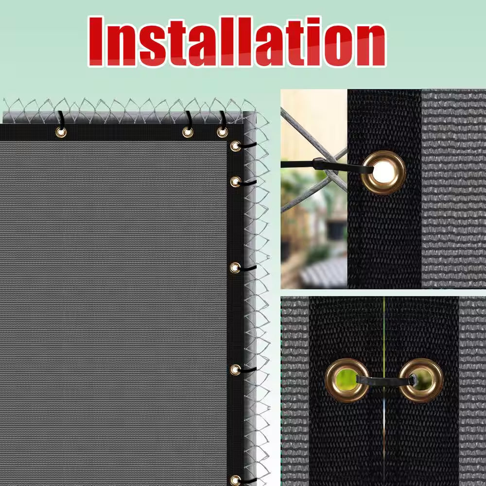 6 Ft. X 25 Ft. Grey Privacy Fence Screen Mesh Fabric Cover Windscreen with Reinforced Grommets for Garden Fence