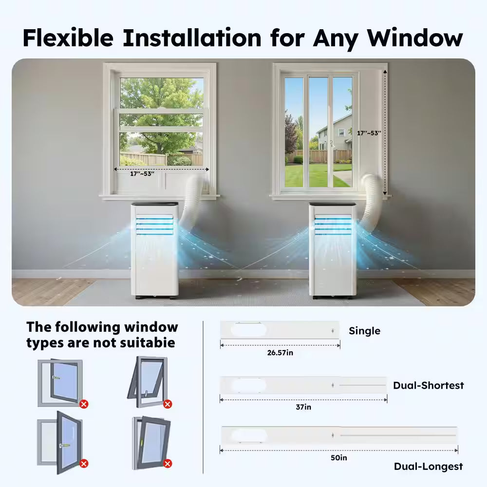 8000 BTU Portable Air Conditioner 350 Sq. Ft. with Dehumidifier with Remote in White, Timer, 3-Modes