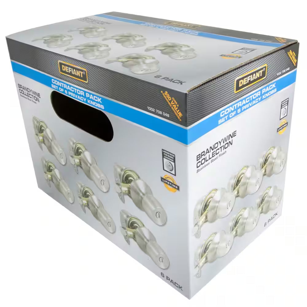 Brandywine Stainless Steel Bed/Bath Door Knob (6-Pack)