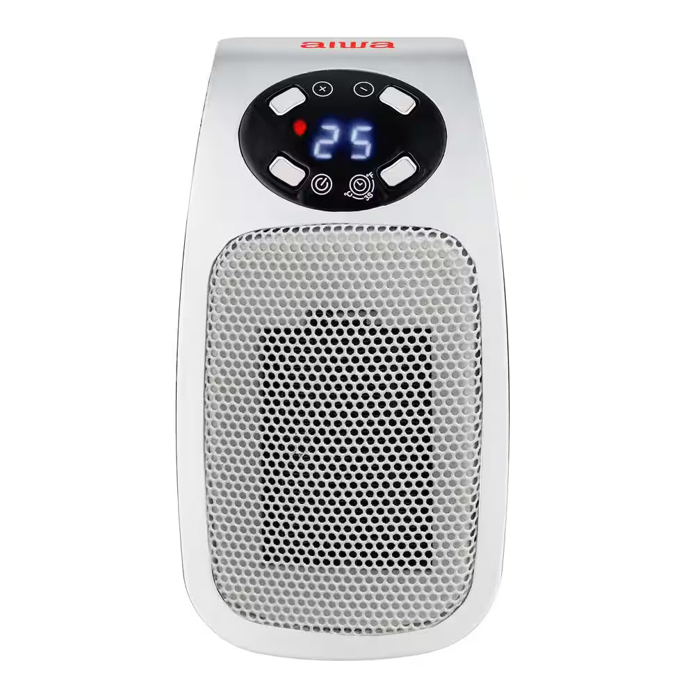 7.87 in Electric Outlet Ceramic Plug-In Space Heater, LCD Digital Screen, up to 24-Hour Timer, 400-Watt