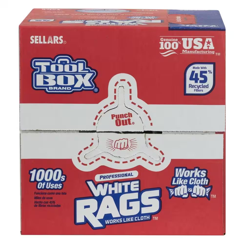 Professional White Rags (200 Sheets; 10 In. W X 11 In. L Sheet Size; Disposable Painter'S Rags - Natural Fibers)