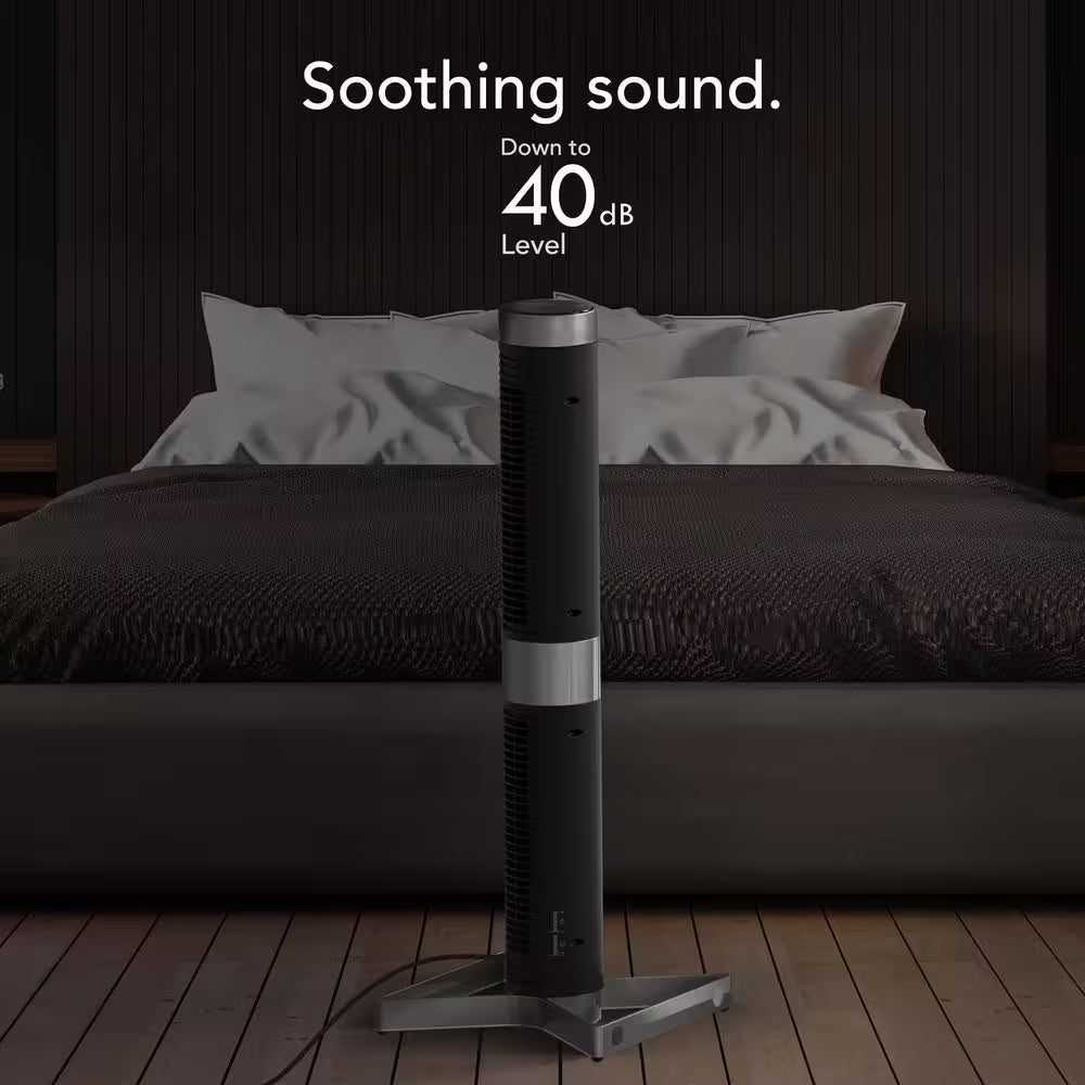 AIRBAR Four 35 In. 3 Fan Speeds Tower Fan in Black with Adjustable Feet to Convert to Airbar