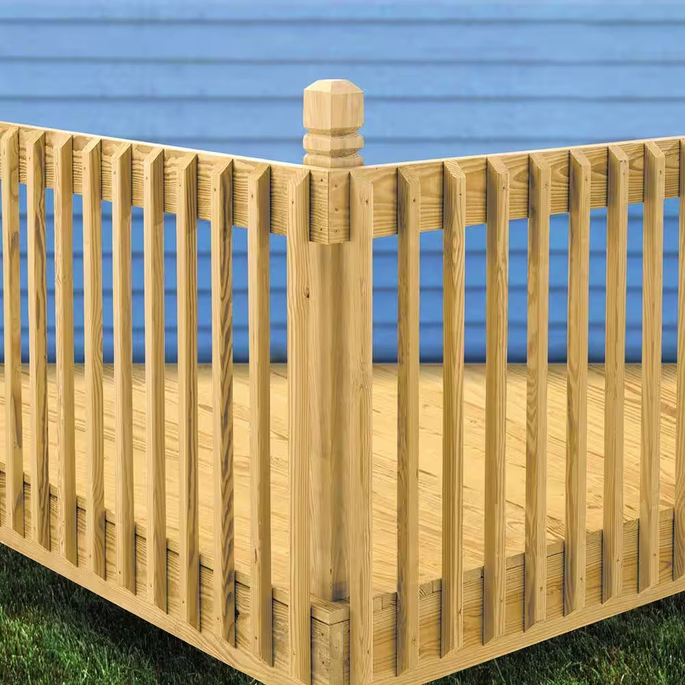 4 In. X 4 In. X 4-1/2 Ft. Pressure-Treated Wood Double V-Groove Deck Post