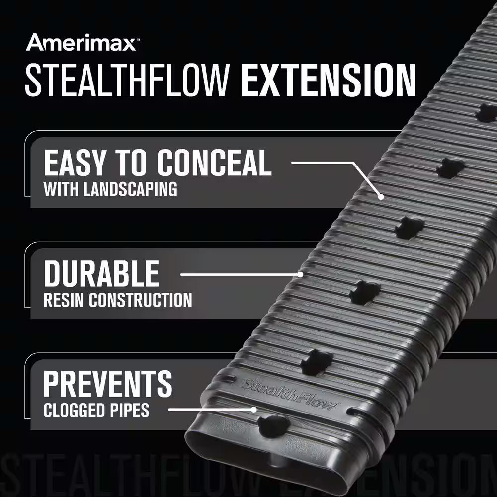 Stealth Flow 60 In. Black Vinyl Low Profile Downspout Extension Only