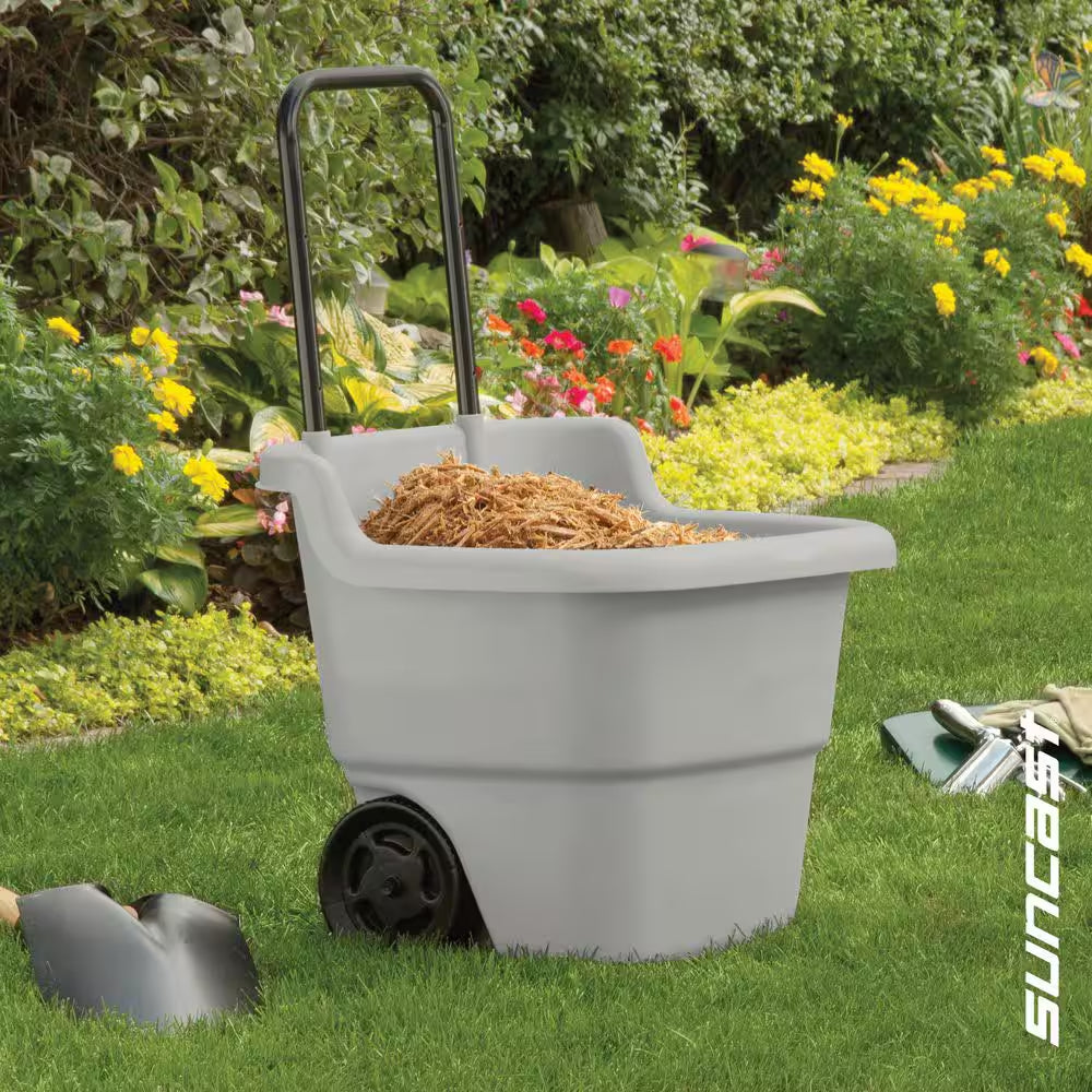 2 Cu. Ft. Portable Plastic Gray Garden Cart