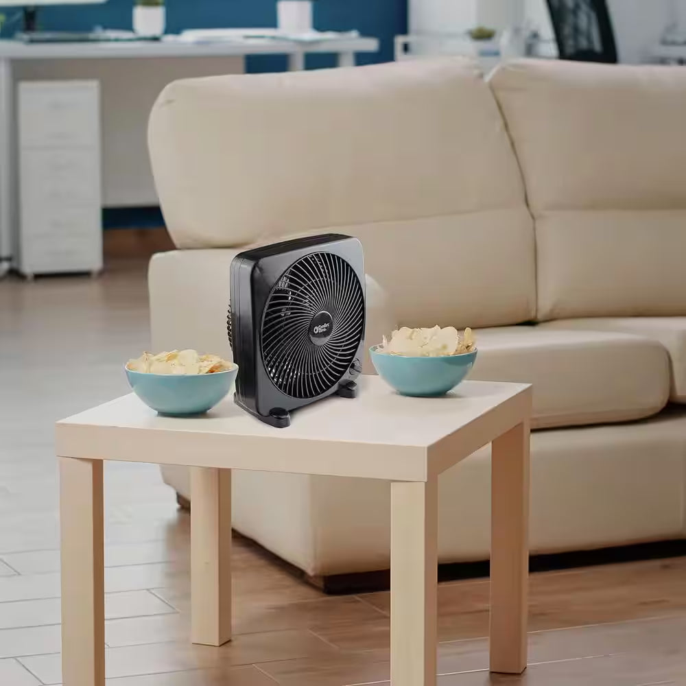 9 In. Black Box Fan with 3-Speed Front Control