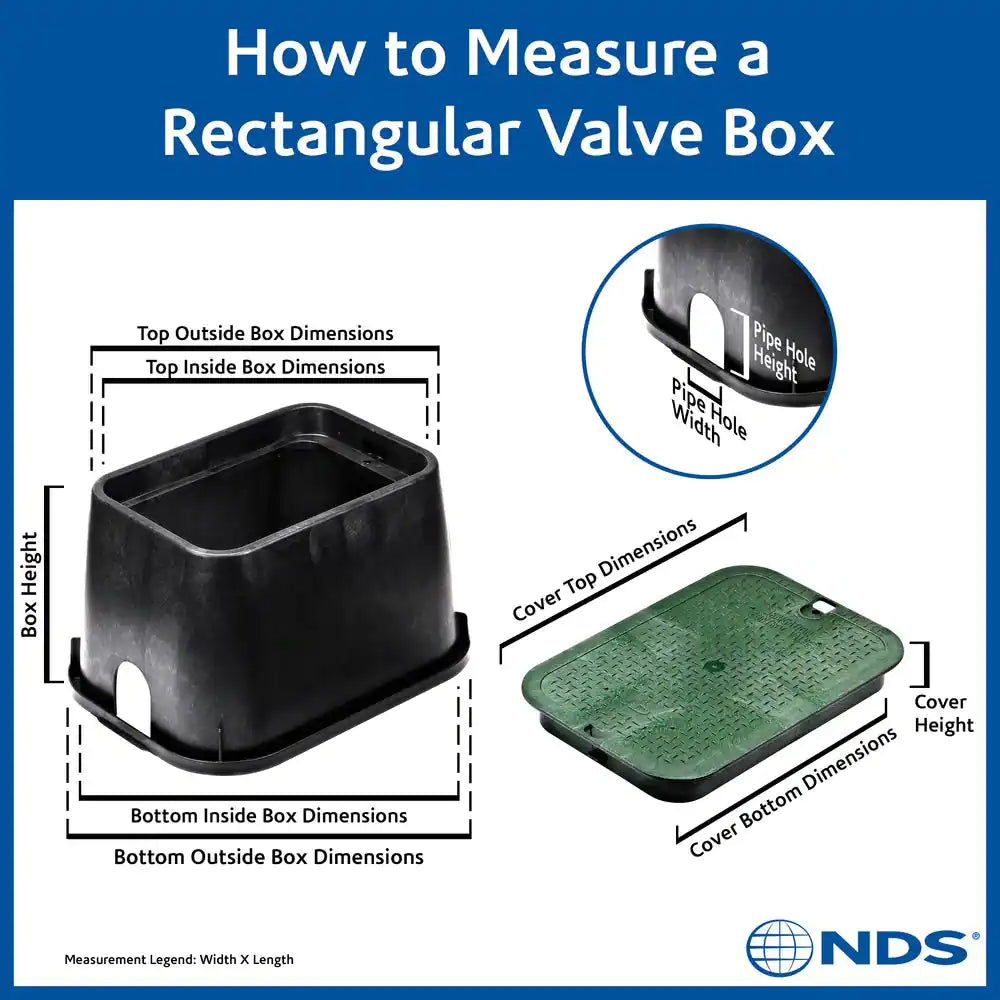 14 In. X 19 In. Rectangular Valve Box and Cover, Black Box, Green ICV Cover