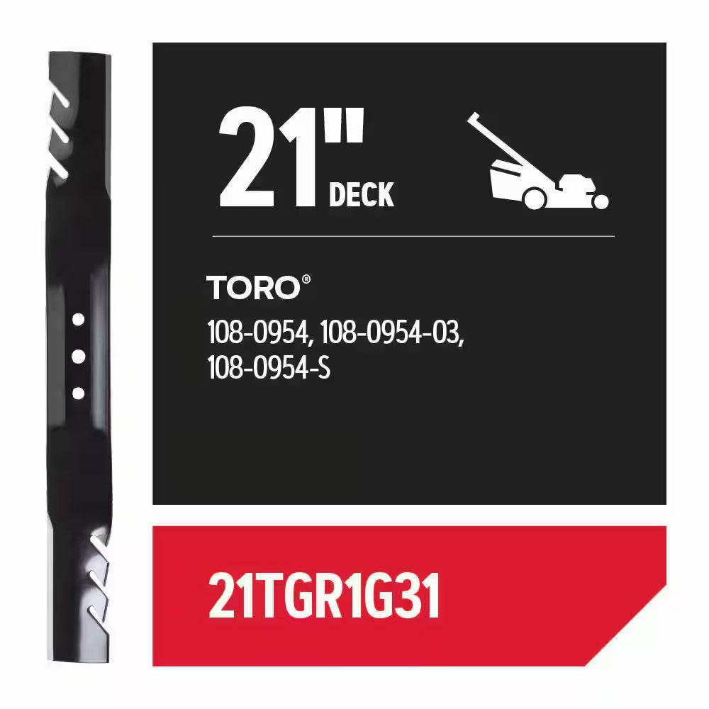 Lawnmower Gator Blades for 21 In. Deck, Fits Toro/Exmark Push Mowers, Set of 1 (21TGR1G31)