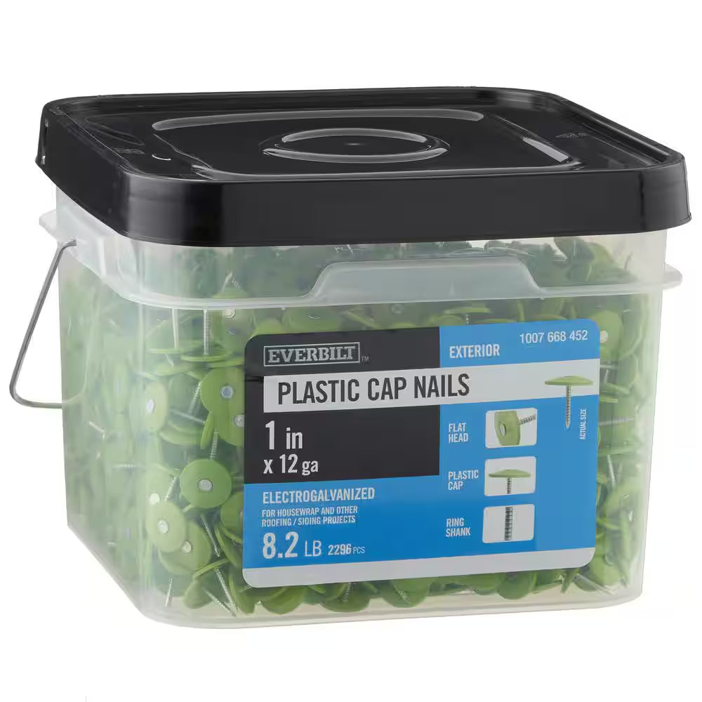 1 In. X 12D Electro-Galvanized Plastic Cap Non-Collated Roofing Nails 8.2 Lbs. (2296-Count)