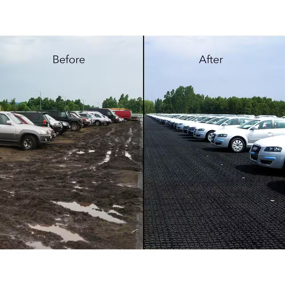 19.7 In. X 19.7 In. X 1.9 In. Green Permeable Plastic Grass Pavers for Parking Lots, Driveways (4 Pieces/11 Sq.Ft.)
