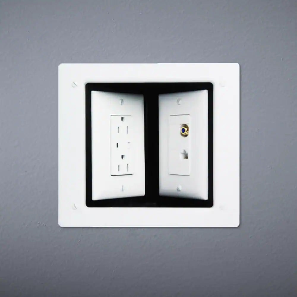 Pass & Seymour 2 Gang Recessed Steel Commercial TV Media Box , White