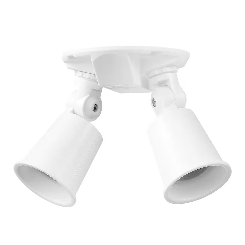 PAR White Switch Activated Wired Outdoor 2-Head Security Flood Light