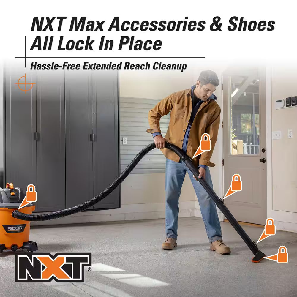 12 Gal. 5.0 Peak HP NXT Shop Vacuum Wet Dry Vac with General Debris Filter, Locking Hose and Attachments HD1200
