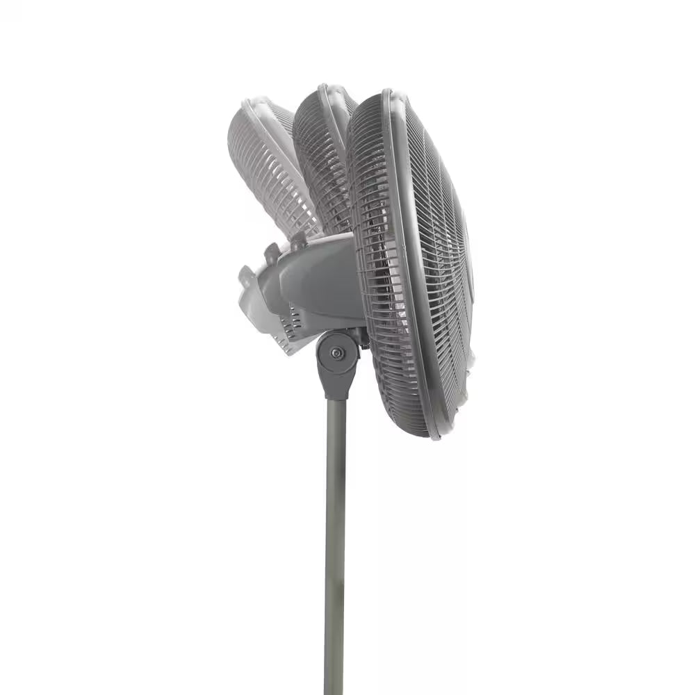 16 In. 3 Speed Oscillating Pedestal Fan with Adjustable Height, Easy Assembly, and Quiet Cooling for Any Room in Gray