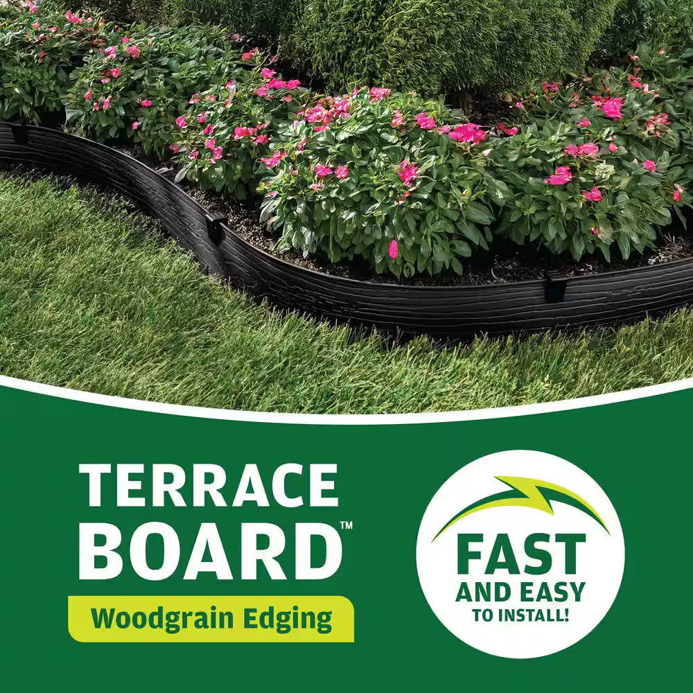 Terrace Board 5 In. X 40 Ft. Black Landscape Lawn Edging with Stakes