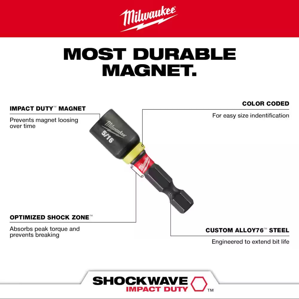 SHOCKWAVE Impact Duty 5/16 In. X 1-7/8 In. Black Oxide Magnetic Nut Driver Drill Bit (3-Pack)