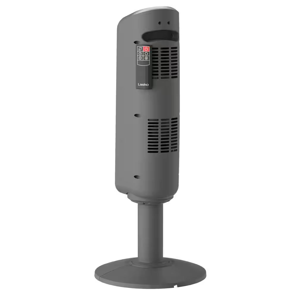 1500W 29 In. Gray Electric Pedestal Ceramic Oscillating Space Heater with Digital Display and Remote Control