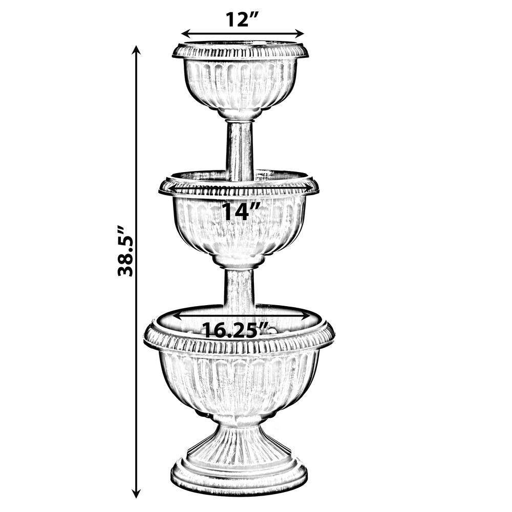 Bronze Outdoor Garden Triple Stacked Flower Bowl Urn Tier Planter Decoration