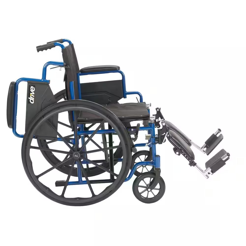 20 In. Blue Streak Wheelchair with Flip Back Desk Arms and Elevating Leg Rests