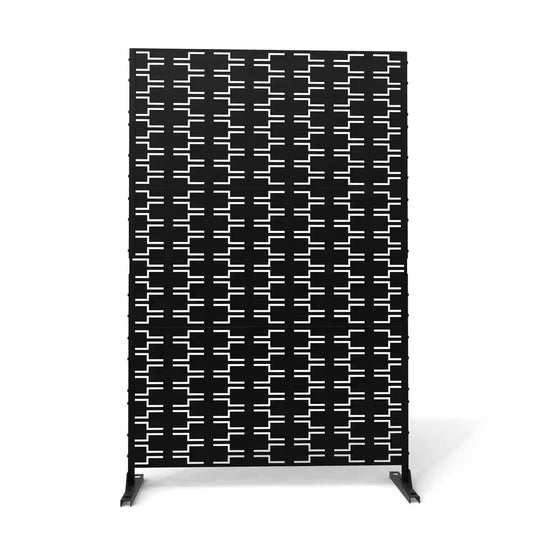 76 In. Galvanized Steel Garden Fence Outdoor Privacy Screen Garden Screen Panels in Black