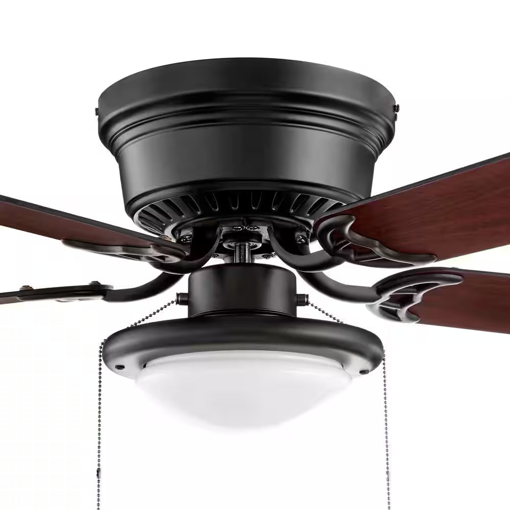 Hugger 44 In. LED Indoor Matte Black Ceiling Fan with Light Kit