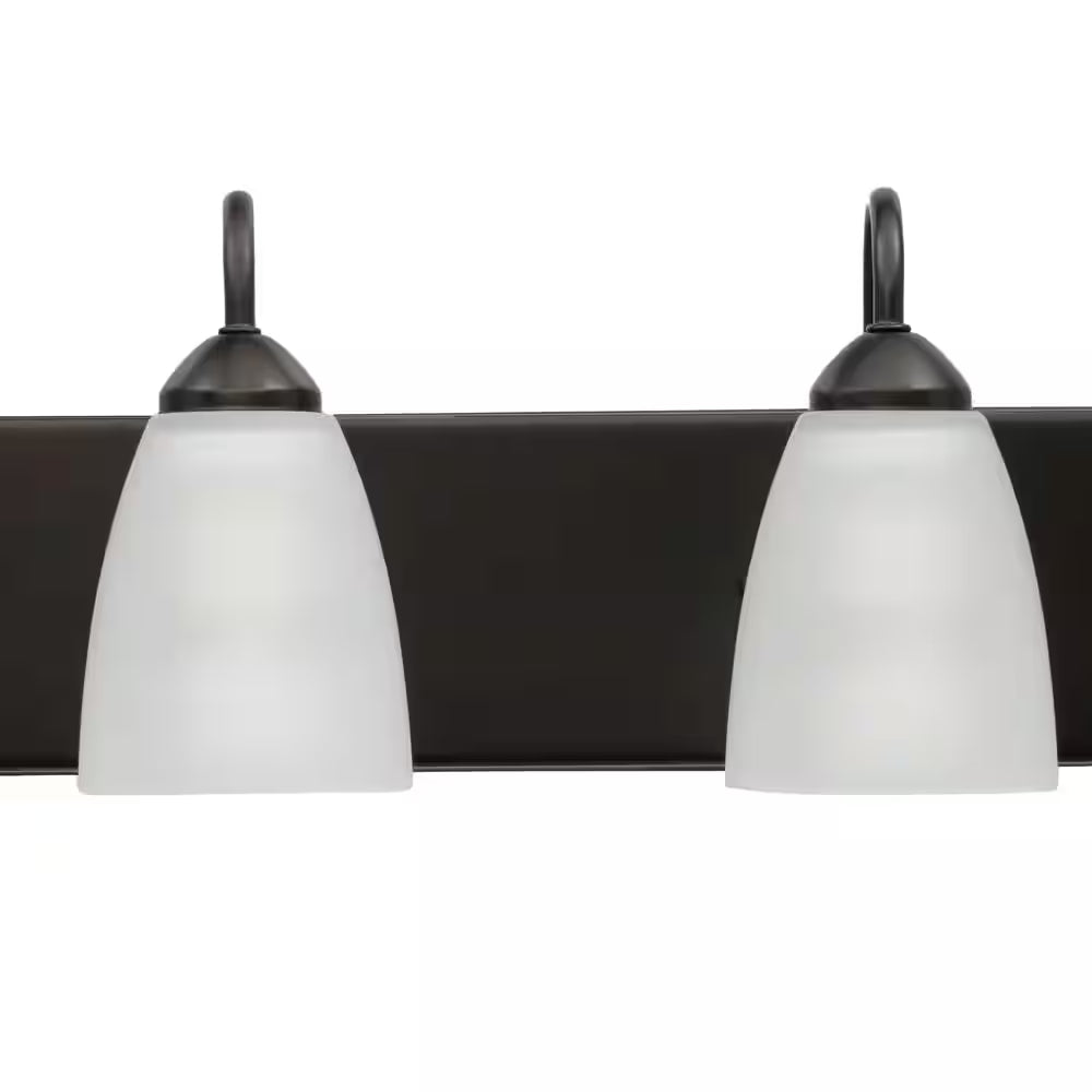 Gather Collection 48 In. 6-Light Antique Bronze Etched Glass Traditional Bathroom Vanity Light