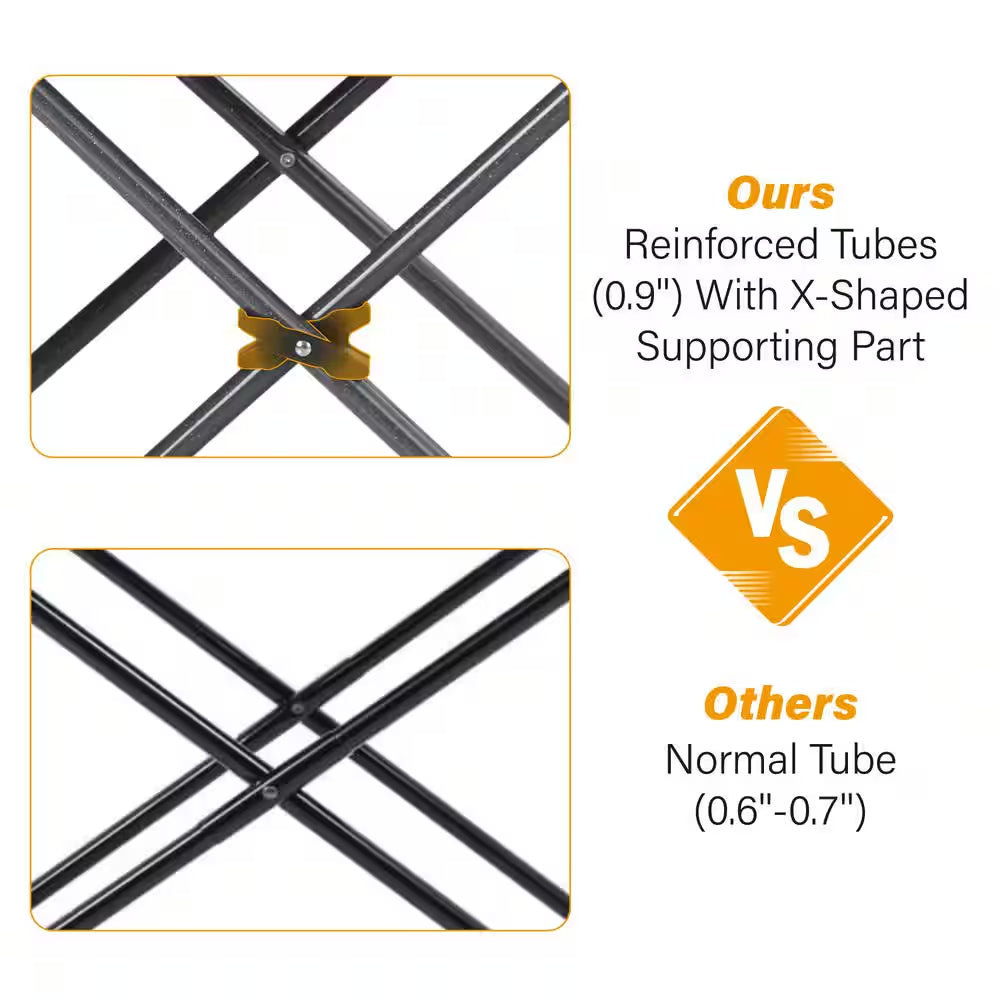 Oversized Foldable Black Camping Chair with Heavy-Duty Steel Frame