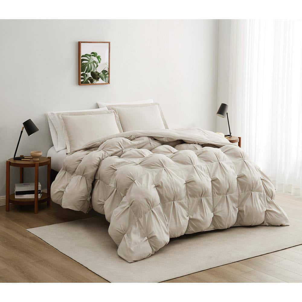 Cloud Puffer Beige Microfiber 3-Piece King Comforter Set
