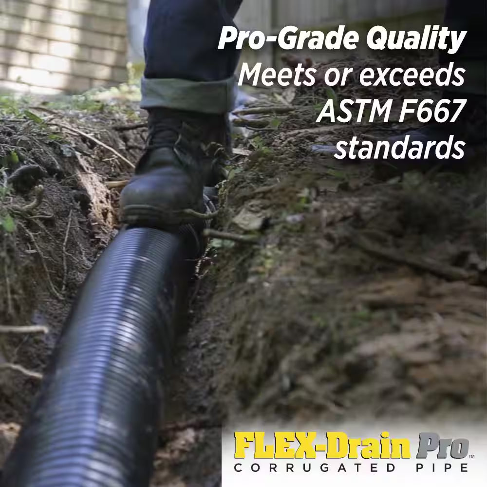 FLEX Drain Pro 4 In. X 100 Ft. Black Copolymer Solid Drain Pipe