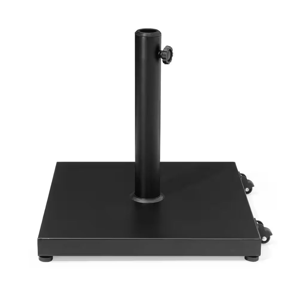 40 Lbs. Patio Umbrella Base with Wheels Outdoor Heavy Duty Square Concrete Market Umbrella Stand in Black