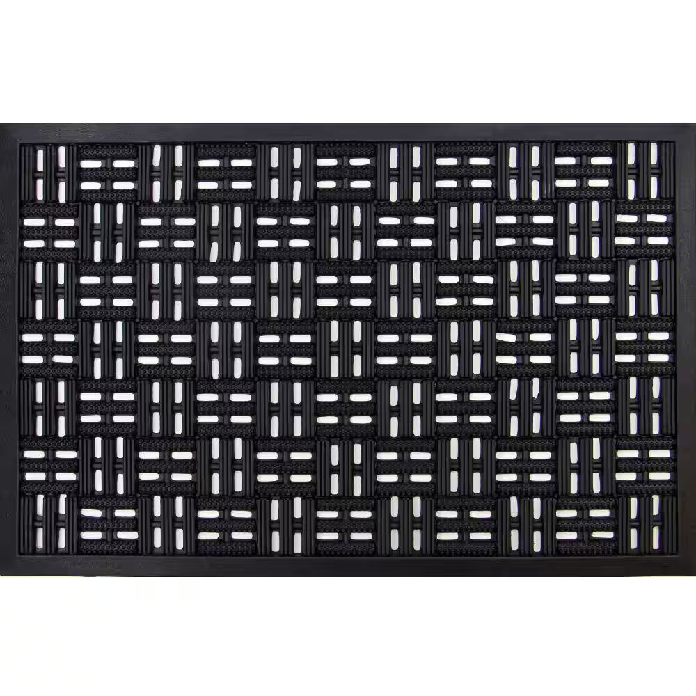 Drainage Black 17.5 In. X 29.5 In. Rubber Non-Slip Indoor Outdoor Door Mat