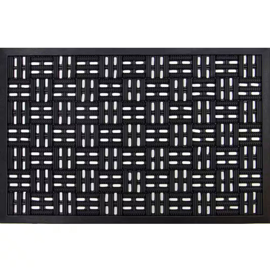 Drainage Black 17.5 In. X 29.5 In. Rubber Non-Slip Indoor Outdoor Door Mat