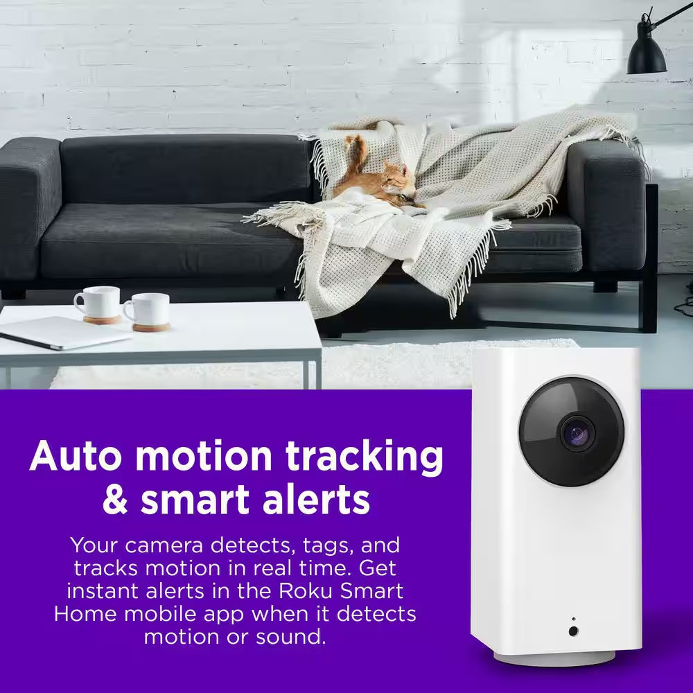 Smart Home Indoor Camera 360° Wi-Fi-Connected Plug-In Security Camera with Motion Detection and Tracking